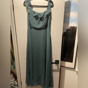 Levkoff Emerald Green Off the Shoulder Bridesmaid Dress Size 12